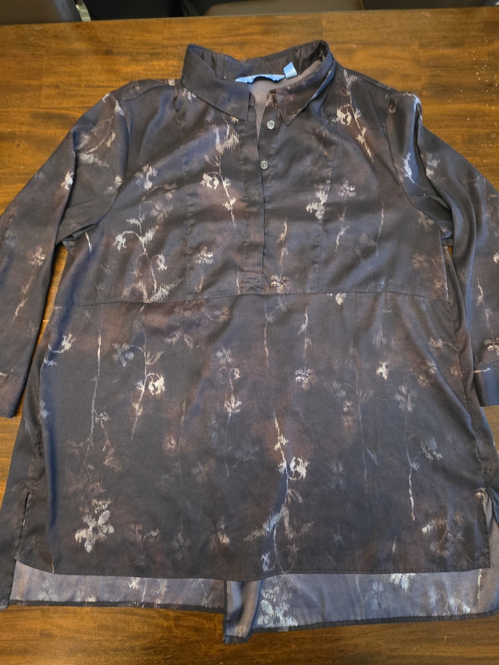 Simply Vera Vera Wang Sheer Floral Button Down Blouse Top